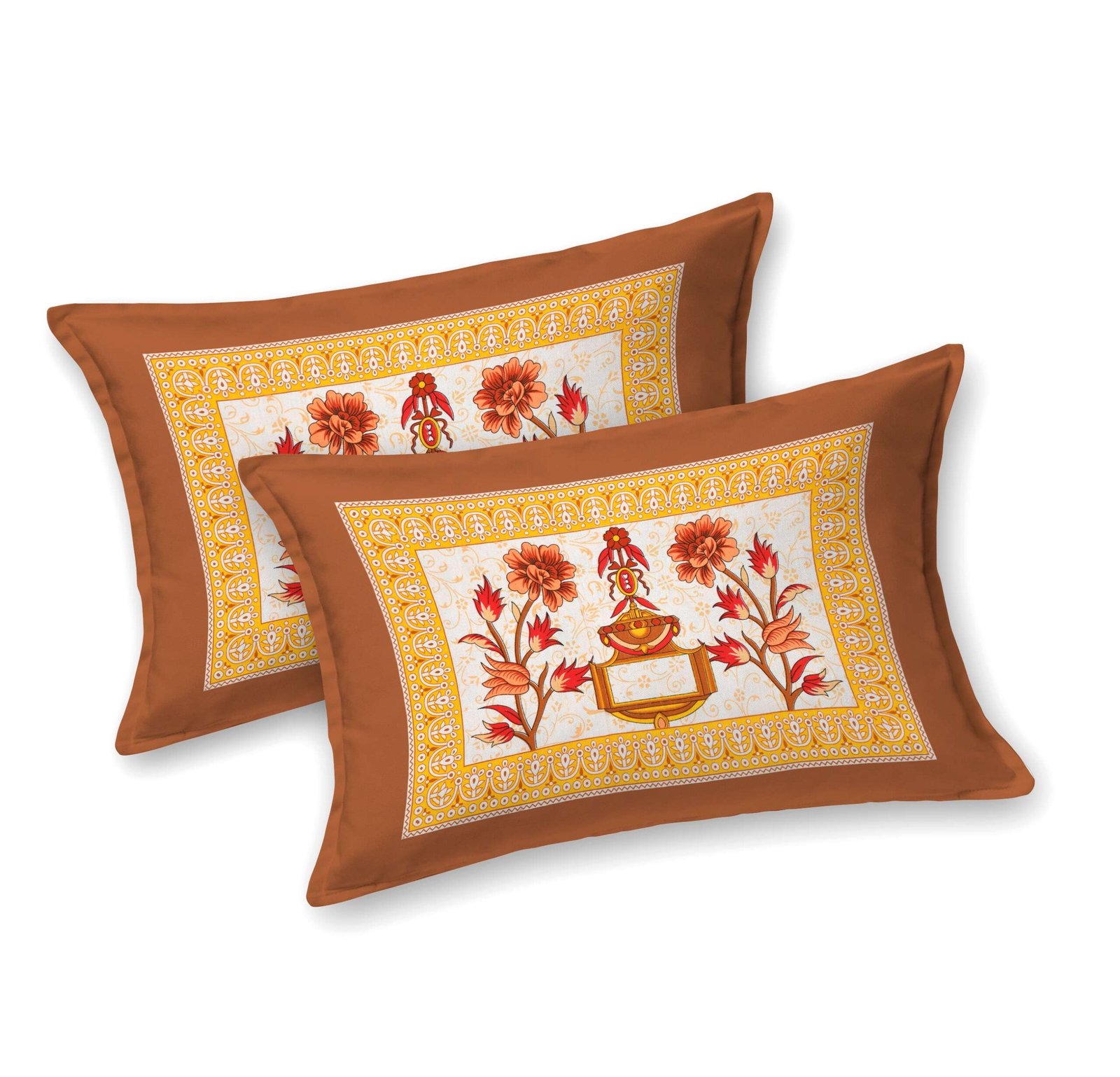 Rajasthani Traditionally Printed Cotton Doublebed Bedsheet With Pack of 2 Pillow Covers - Image 2